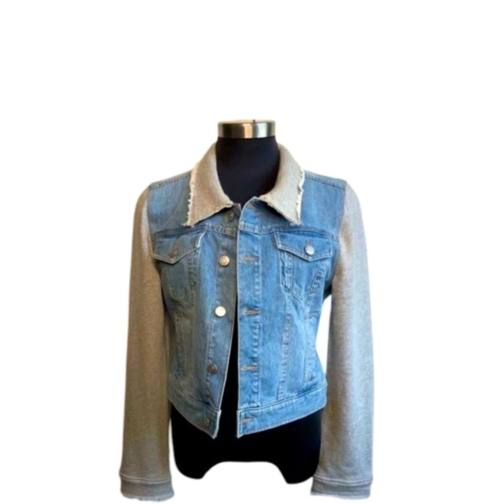 Bar Ill Jean Jacket with Sweatshirt Sleeves Size M